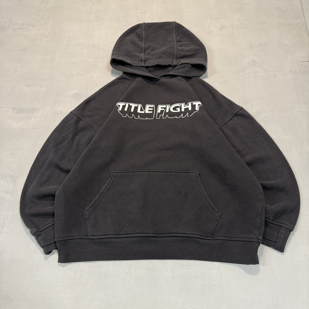 Printed Title Fight Men's pullover hoodie Y2K Black Size S